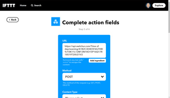 Create THEN THAT action IFTTT Then screenshot